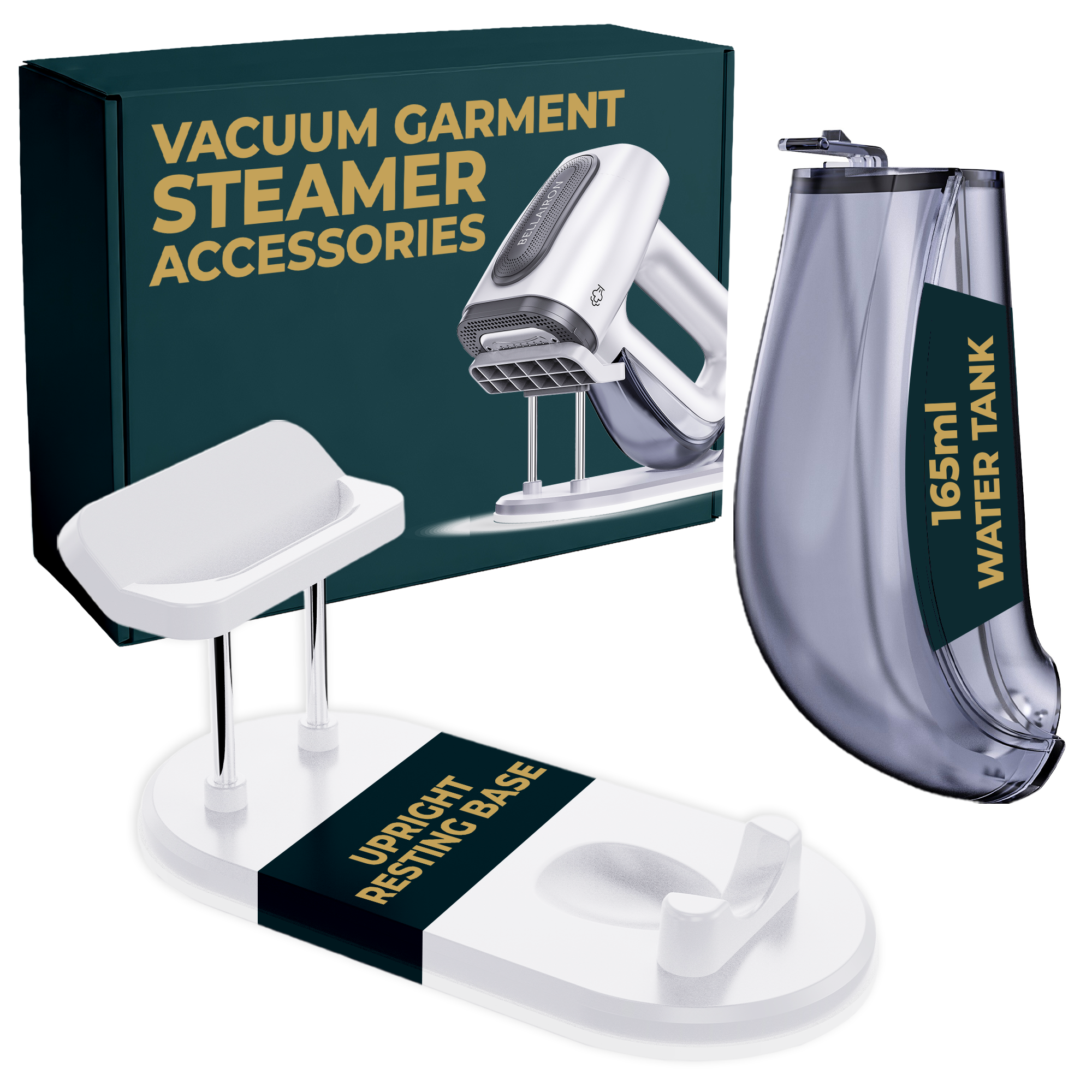 BELLAIRON Accessory Set for Veloce Vacuum Garment Steamer, 165ml Expanded Water Tank with Upright Resting Base