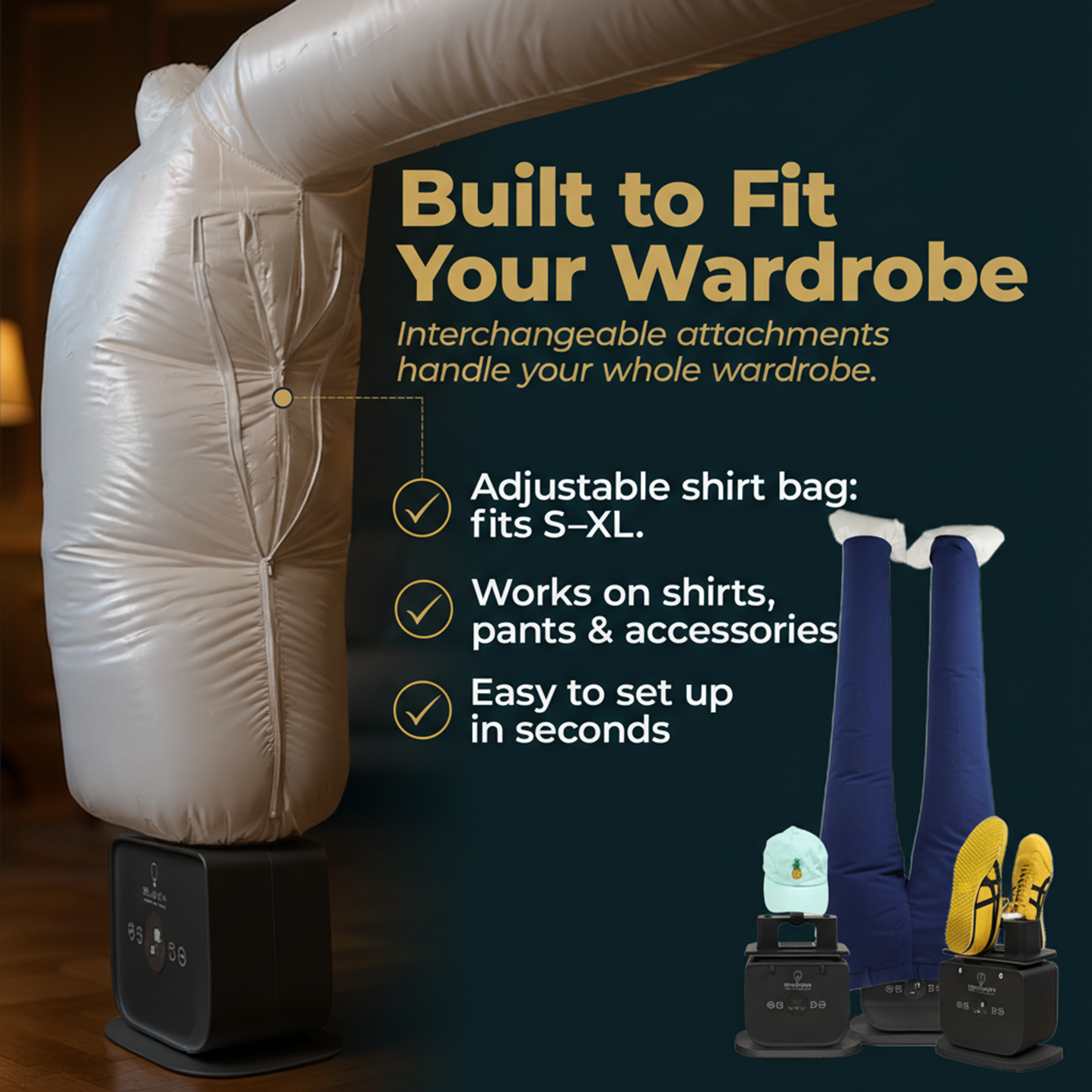 Bellairon Black Version – Automatic Hot Air Dryer & Iron for Shirts & Pants