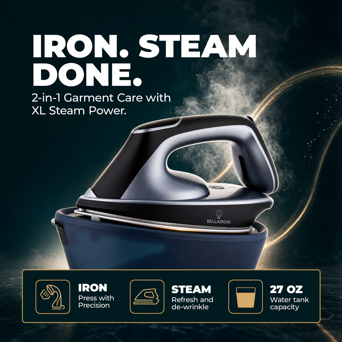 Bellairon Duetto™ 2-in-1 Steam Iron & Garment Steamer