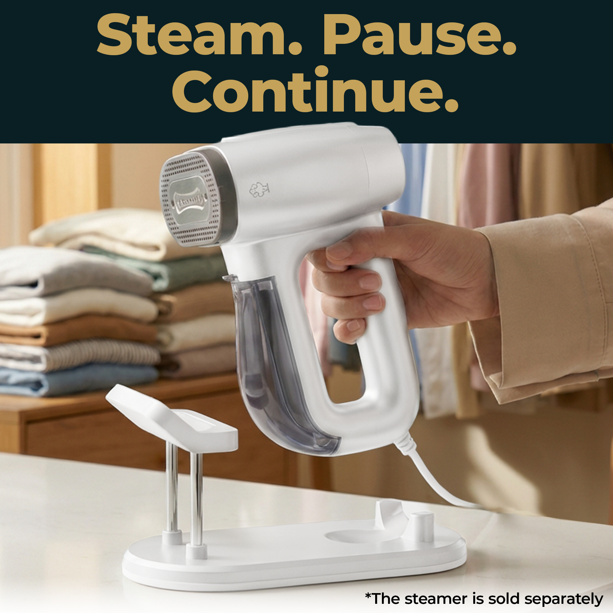 BELLAIRON Accessory Set for Veloce Vacuum Garment Steamer, 165ml Expanded Water Tank with Upright Resting Base